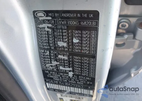 2008 Land Rover Range Rover Hse z USA, uszkodzony, nr VIN SALMF15418A293147